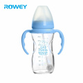 Anti-broken Automatic Straw Glasses Silicone Baby Warmer Blue Bottle Design
